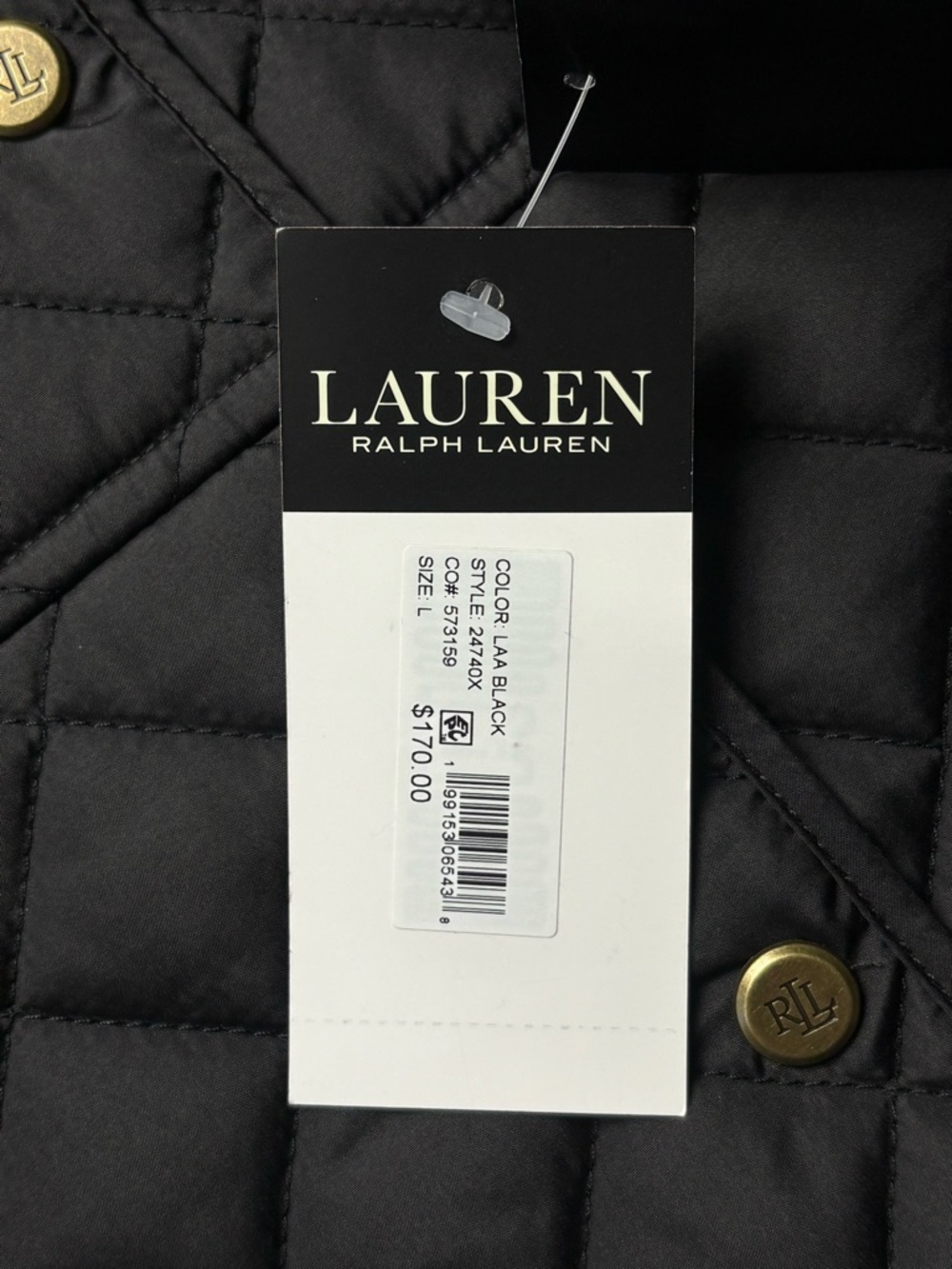 NWT Lauren Ralph Lauren Black Label Quilted Snap Front Barn Jacket • Black • L - Picture 15 of 15